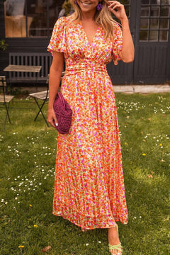 Elegantes Blumenkleid für den Sommer  - Rafaela in Orange