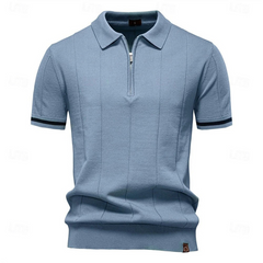 Elegantes Herren-Poloshirt mit Reißverschluss | Kurzarm in Blau
