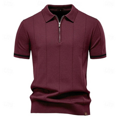 Elegantes Herren-Poloshirt mit Reißverschluss | Kurzarm in Burgundisch