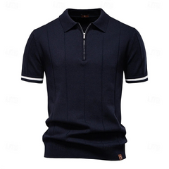 Elegantes Herren-Poloshirt mit Reißverschluss | Kurzarm in Marineblau