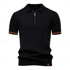 Elegantes Herren-Poloshirt mit Reißverschluss | Kurzarm in Schwarz