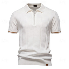 Elegantes Herren-Poloshirt mit Reißverschluss | Kurzarm in Weiß
