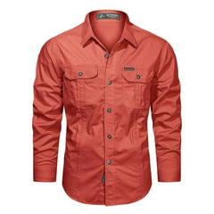 Elegantes Outdoor-Hemd für Herren | Langarm in Rot