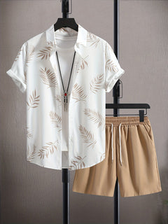 Klassisches Hemd & Shorts Sommer-Set für Männer - Fabianus in Beige