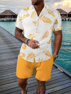 Klassisches Hemd & Shorts Sommer-Set für Männer - Fabianus in Gelb
