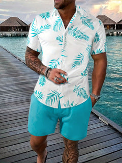 Klassisches Hemd & Shorts Sommer-Set für Männer - Fabianus in Himmelblau