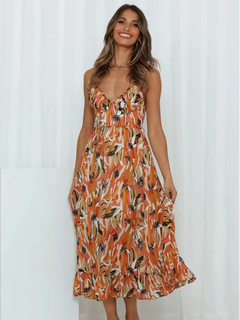 Chiara | Farbiges Midi-Kleid Chiara in Orange
