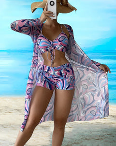 Ignacia® | 3-teiliges Bikini-Set mit Blumenmuster in Rosa