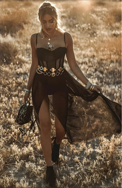 Morina | Retro Festival Dress Mode in Schwarz