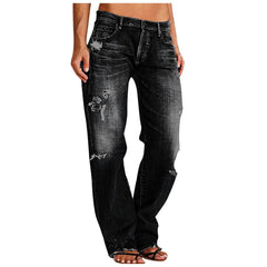 Emilia | Weite Used-Jeans mit hoher Taille in Schwarz