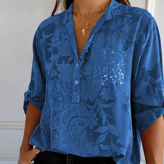 Jessika | Elegantes Sommer  V Ausschnitt Top in Blau