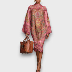 Marbelle – Lockeres Midi-Kleid mit Statement-Ärmeln in Rosa