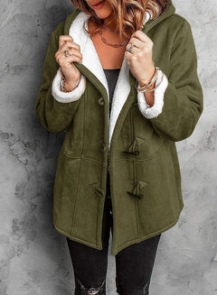 Damen Fleece Jacke mit Kapuze | Winter in Helles Grün