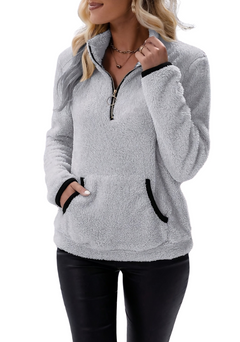 Modischer Fleece-Winterpullover - Bertha in Grau