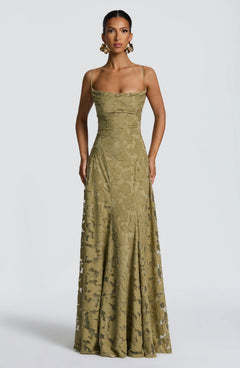 Melanie | Elegantes Maxi-Kleid in Salbei