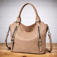 Franka | Damen Schultertasche mit Verstellbarem Riemen in Aprikose