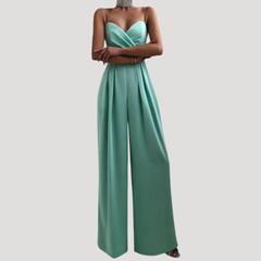 Gwendolyn | Damen Träger Jumpsuit mit weiten Beinen in Grün