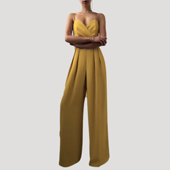 Gwendolyn | Damen Träger Jumpsuit mit weiten Beinen in Gelb