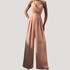 Gwendolyn | Damen Träger Jumpsuit mit weiten Beinen in Rosa
