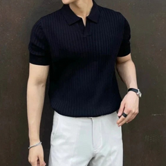 Herren elegantes Sommer-Poloshirt | Kurz in Schwarz