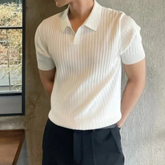 Herren elegantes Sommer-Poloshirt | Kurz in Weiß