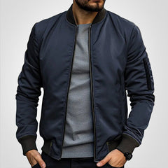 Niklas | Herren Klassische Bomber Jacket Übergangsjacke mit Rippbündchen in Dunkelblau