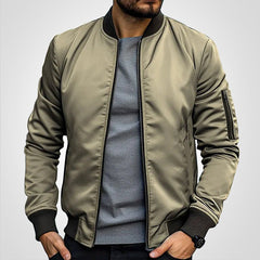 Niklas | Herren Klassische Bomber Jacket Übergangsjacke mit Rippbündchen in Khaki