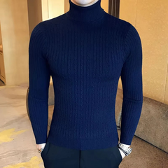 Herren Pullover mit schmaler Passform | Rollkragen in Marineblau