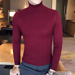 Herren Pullover mit schmaler Passform | Rollkragen in Weinrot