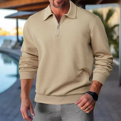 Herren stylischer warmer Pullover | reißverschluss in Khaki