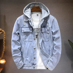 Herren Urban Denim-Jacke mit Kapuze - Anselm in Hellblau