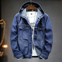 Herren Urban Denim-Jacke mit Kapuze - Anselm in Marineblau