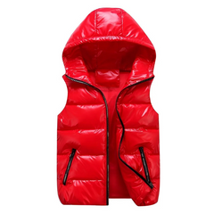 Herren warme metallische Steppweste | Winter in Rot