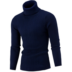 Herren warmer Strickpullover | Rollkragen in Marineblau