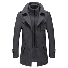 Lukas | Herren Zweiteiliger Wollmantel Slim-Fit Wintermantel mit Strickkragen in Grau
