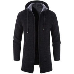 Herrenstrickjacke mit Kapuze - Siegfri in Schwarz