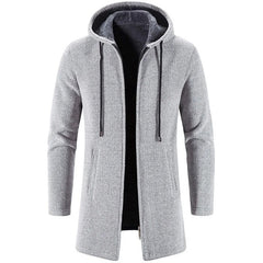 Herrenstrickjacke mit Kapuze - Siegfri in Hellgrau