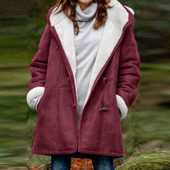 Lenore - Weiche Jacke mit Kapuze in Weinrot