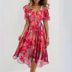 Violet - Damen V-Ausschnitt Kleid in Rosa