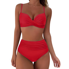 Leila® | High Waist Bikini mit Twist-Top in Rot