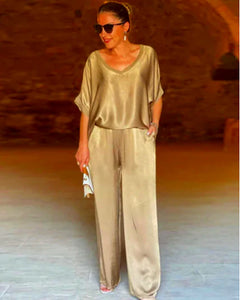 Damen Festlicher Zweiteiliges Set | Elegante in Khaki