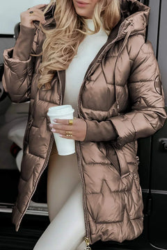 Naya | Eleganter Wintermantel Mit Kapuze in Dunkelbraun
