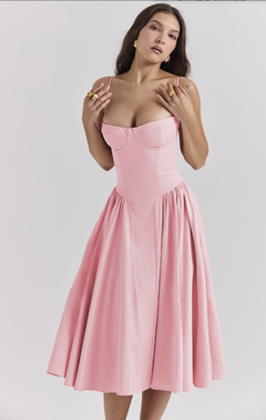 Cheri - rückenfreies Midi-Sling-Kleid für Damen in Rosa