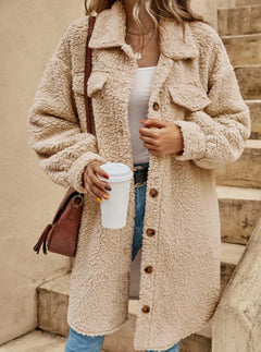 Übergroßer Damen-Teddy-Mantel | Winter in Beige