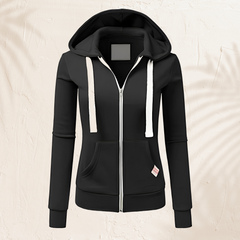 Luna - Modischer Hoodie mit Zipper in Schwarz