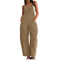 Imogen | Damen Latzhose Overall mit Weitem Bein in Braun