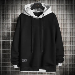 Jens | Herren Lässiger Zwei-Ton Hoodie in Schwarz