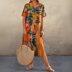Selina | leichtes florales kleid stil in Orange