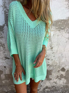 Yvette - Bluse mit V-Ausschnitt - Ausgehöhltes Design in Grün