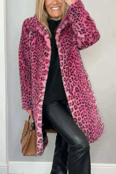 ZOE – Damen-Wintermantel mit Animal-Print in Rosa